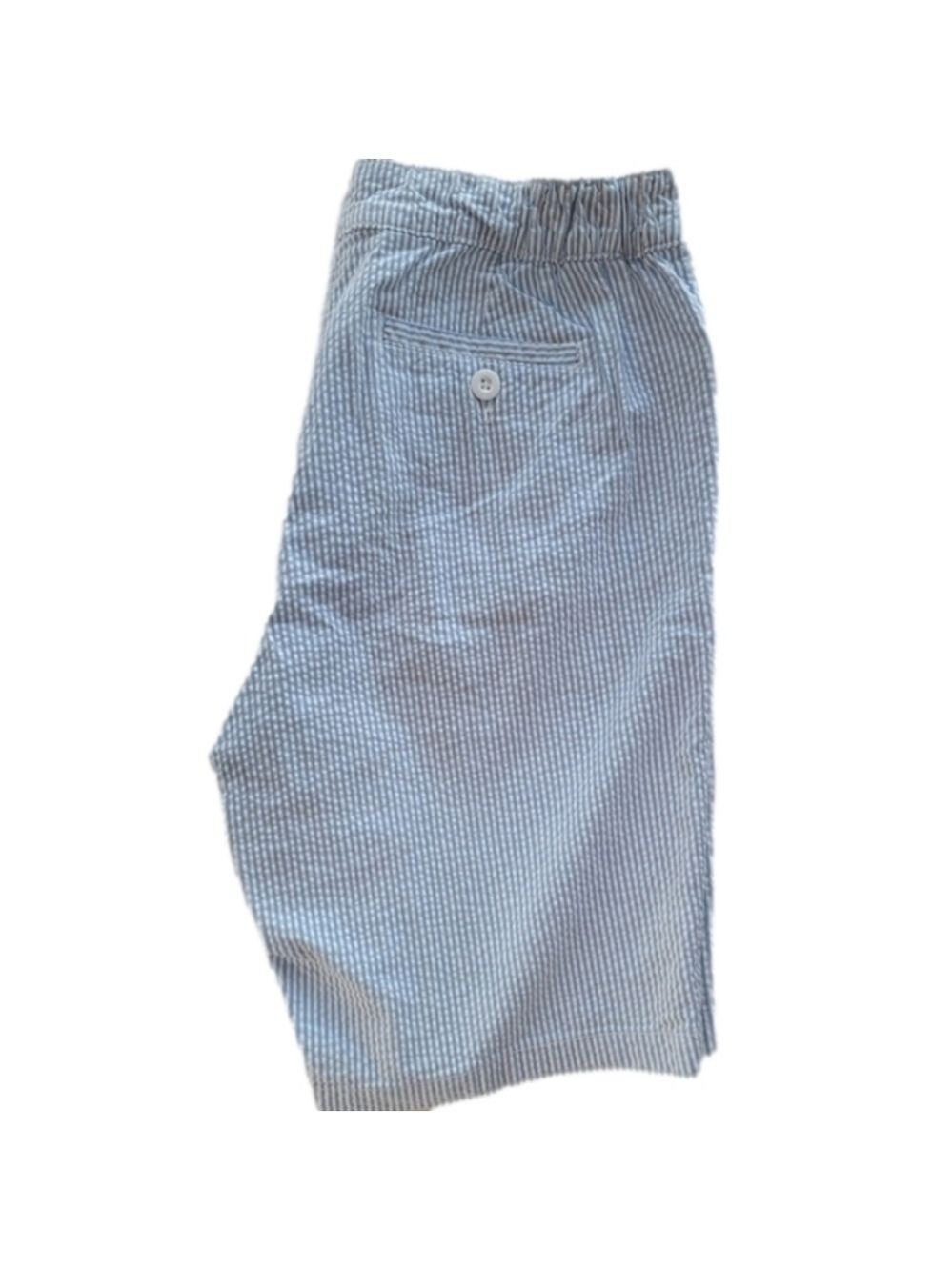 EUC basic editions blue & white striped seersucker shorts size medium